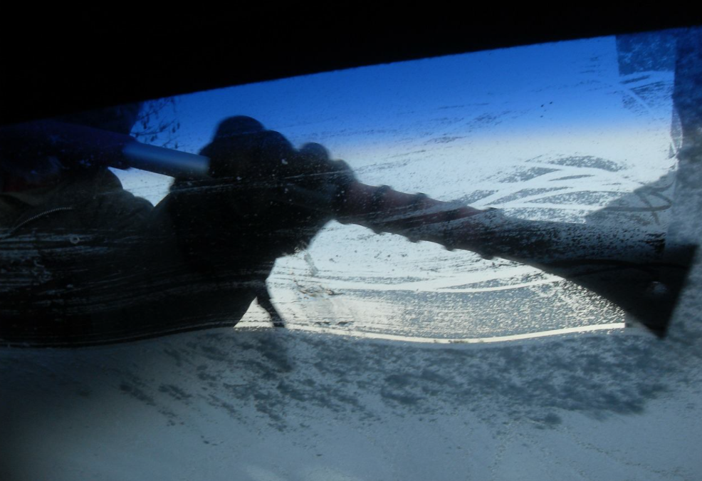 Icy Windshield Causes Crash